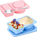 Reusable Silicone Snack Containers with Lid, Double Compartment Snack Box, Silicone Spice Container with Lid