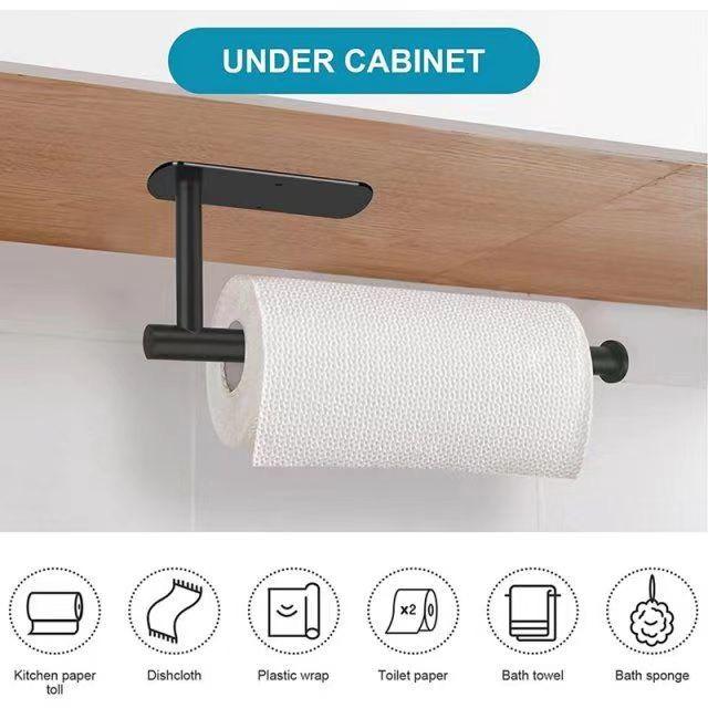 Paper Towel Holder Under Cabinet Wall Mount for Kitchen Paper Towel, Self-Adhesive Paper Towel Holder, Stainless Steel SUS304
