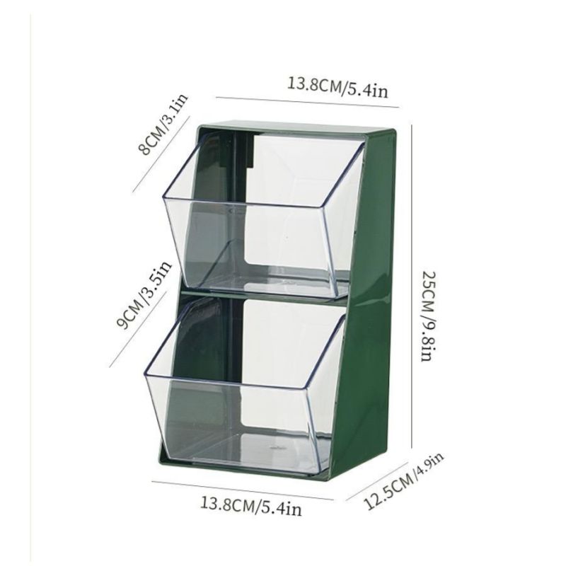 2-Piece Storage Box Set Tea and Coffee Organizer Candy-Chocolate-Snack Shelf Transparent Classified Shelf for Desk Office Pantry