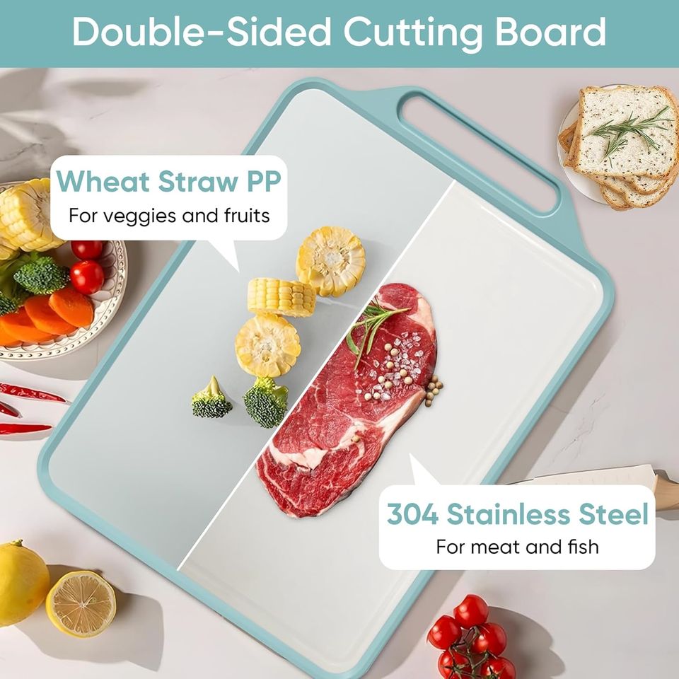 Double-Sided Stainless Steel Cutting Board – Thawing Fruit, Mold-Resistant, Antibacterial, for Kitchen & Dorm