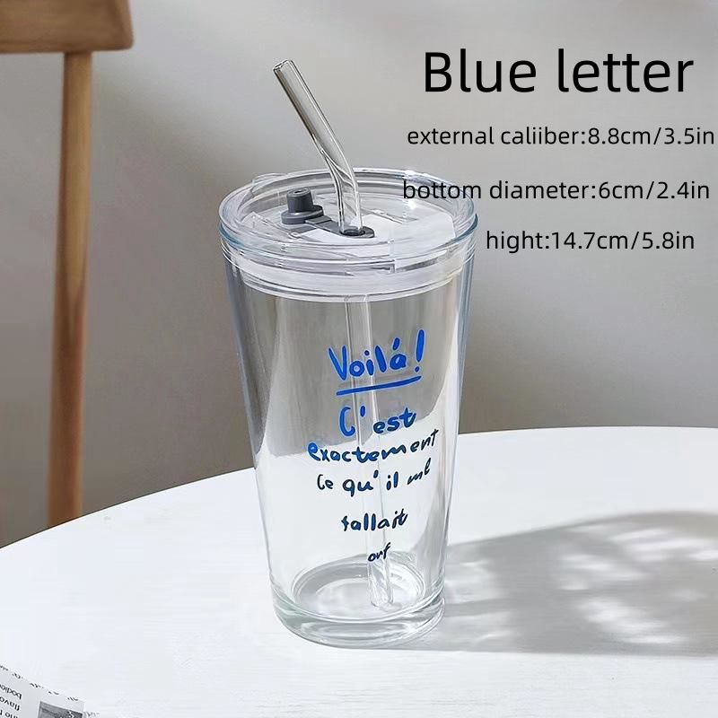 High-Quality Coffee Sweet Cup Glass Mug for Tea with Lid and Straw High-colorful Ins-Water Mug with Large Capacity