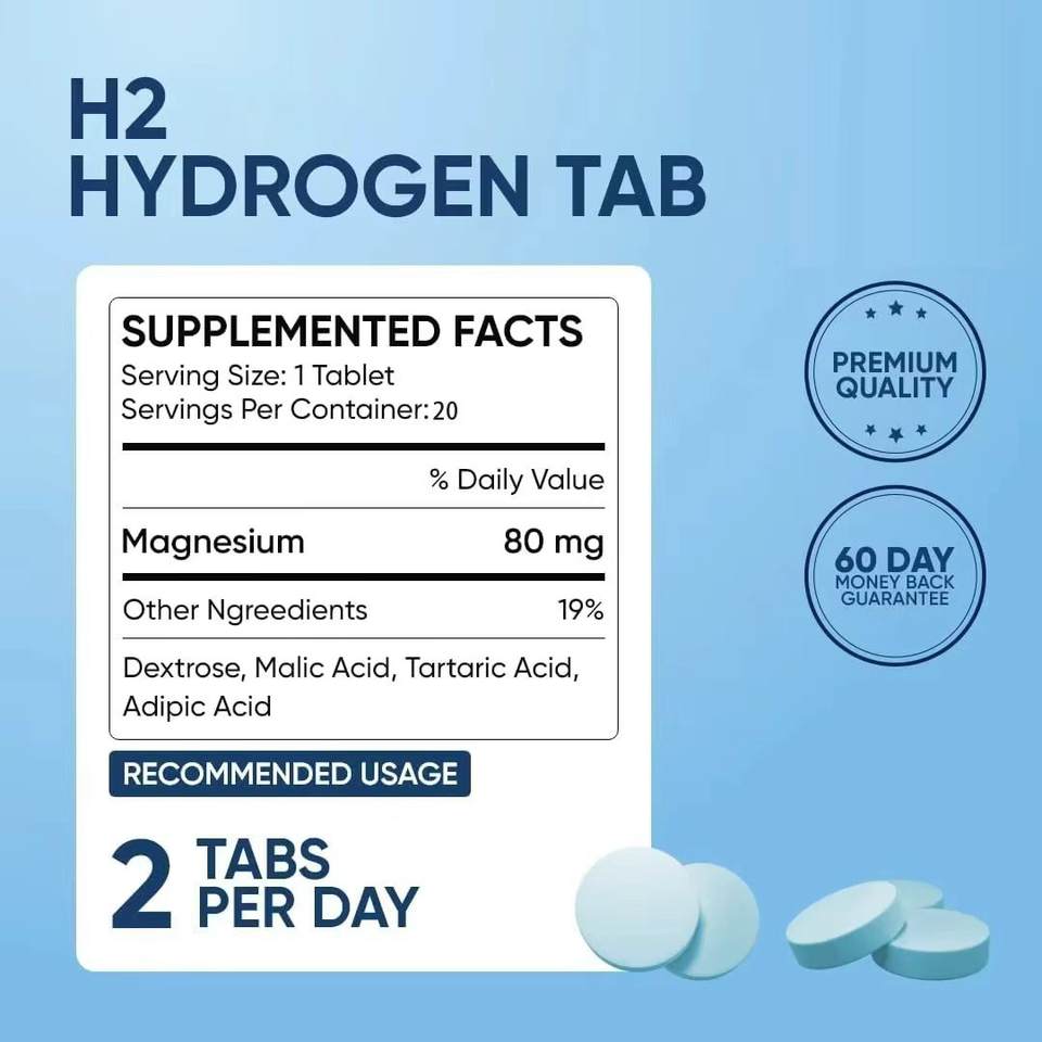 BioFlex OEM Private Label Raspberry Flavor Fast Dissolving H2 Molecular Hydrogen Water Tablets Organic Natural Vegan for Adults