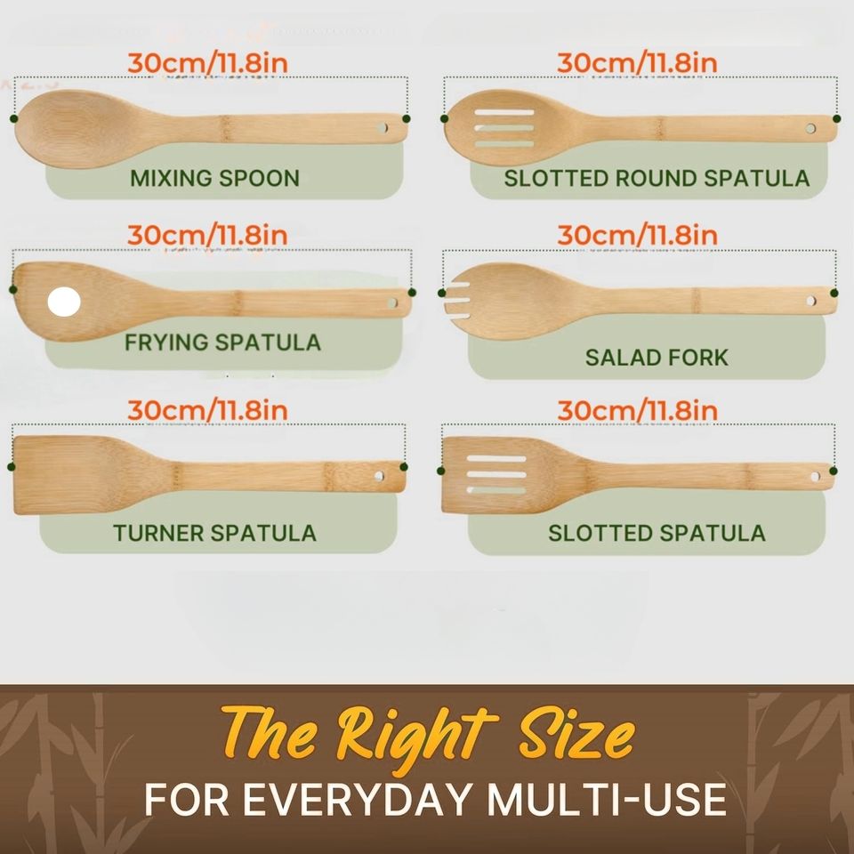 Durable Eco-Friendly Kitchen Utensil Set Made of Wood and Bamboo with Holder, Home Cooking Tools Set