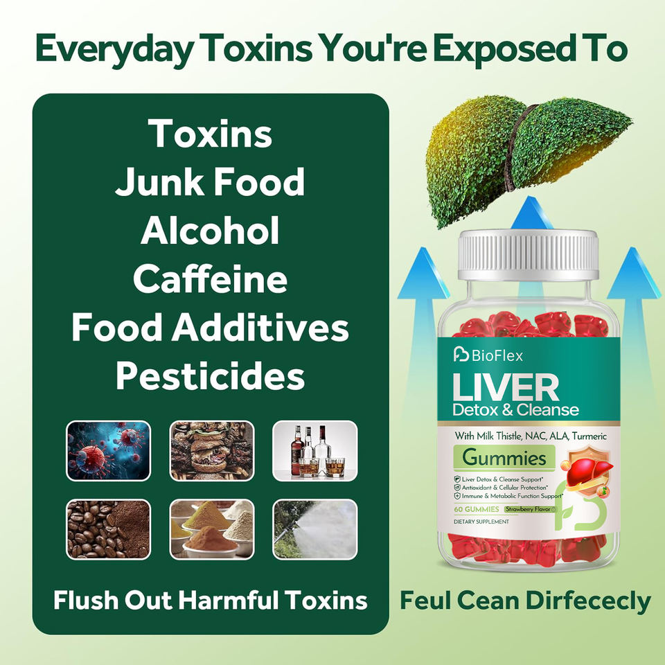 Liver Cleanse Detox & Repair Gummies with Milk Thistle Supplement Including NAC, Alpha-Lipoic Acid, Dandelion, Turmeric for Antioxidants