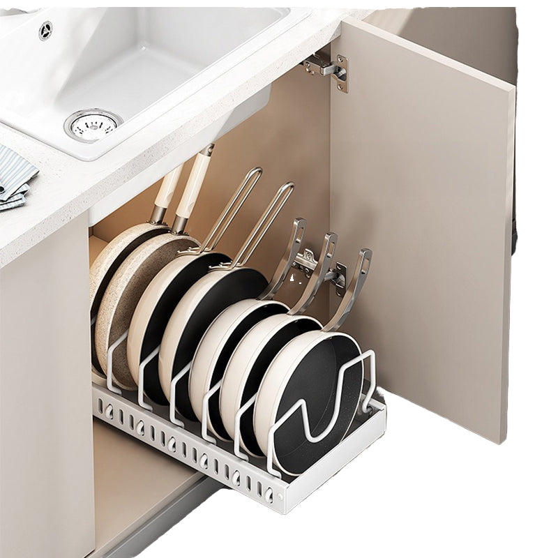 Adjustable Telescopic Pot Lid Rack Organizer in Carbon Steel for Pot, Pans, and Lids Storage