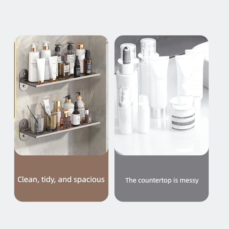 Modern Aluminum Non-Folding Bathroom Shelf Wall Shelf for Toilets Showers Space-Saving Bathroom Organizer