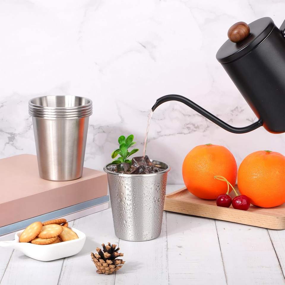 6 oz Stainless Steel Unbreakable Contemporary Design Water and Wine Cup for Parties Restaurants Bars