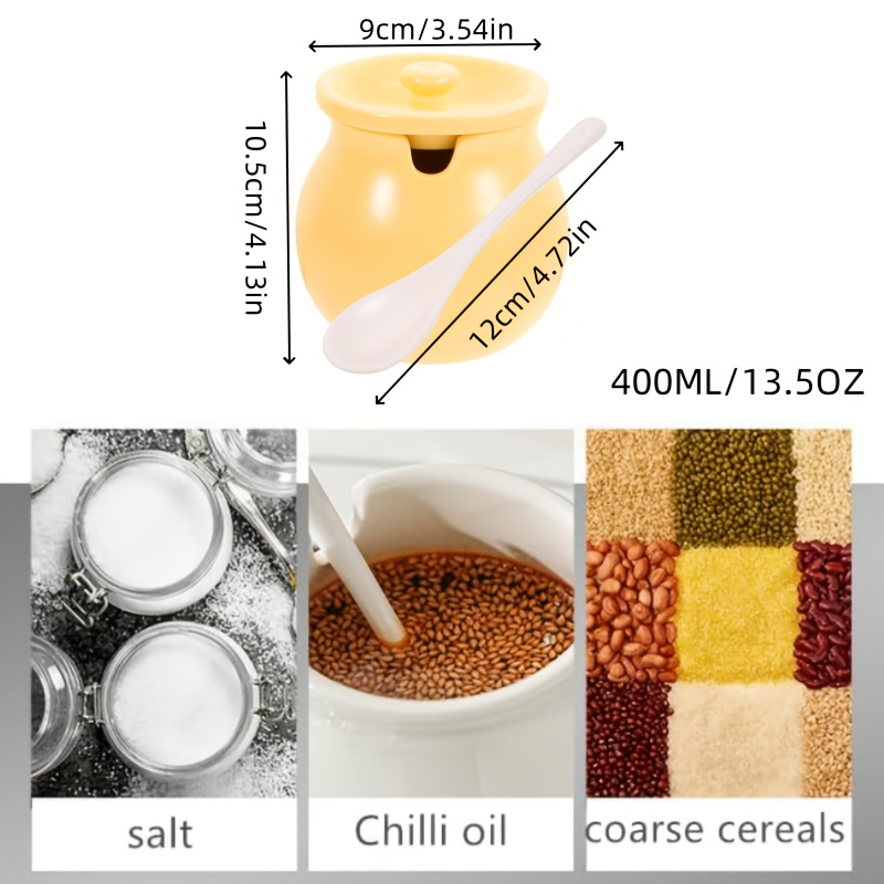 Modern Ceramic Honey Jar with Lid - Kitchen Storage for Sugar, Honey, Coffee & Spices Freshness Portable Design