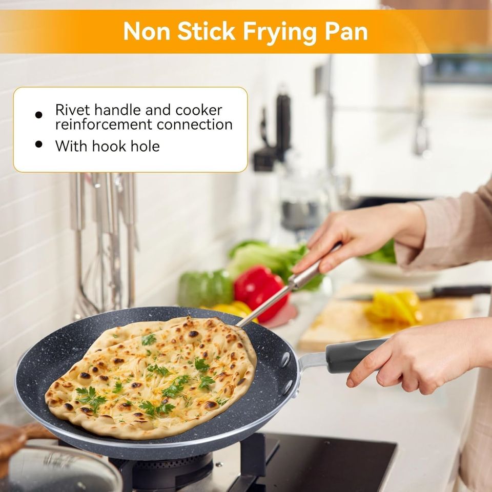 Granite Coating Fry Pan for Healthy Cooking, Induction Compatible