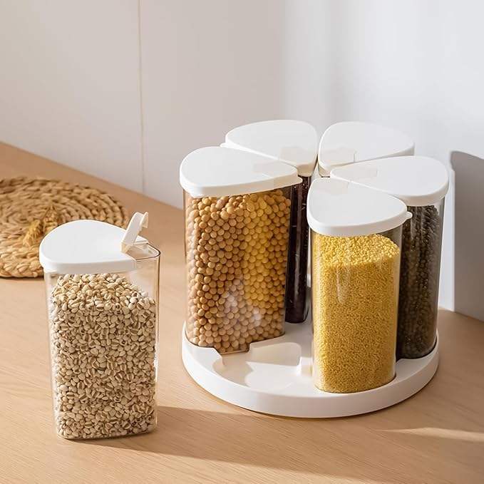Rotating Multi-Grain Rice Storage Box for Pantry Organization