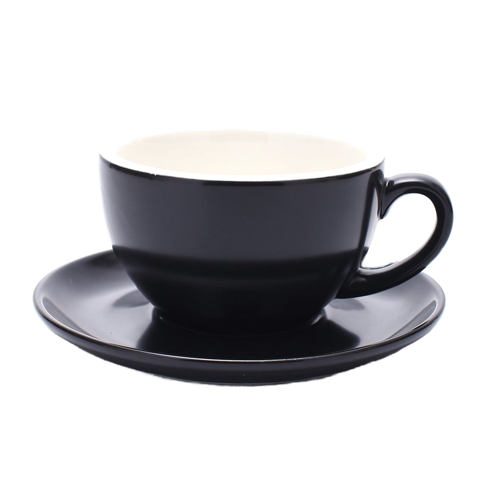 Ceramic Tea and Coffee Cup Set with Saucer - 250ml Ideal for Latte and Cappuccino