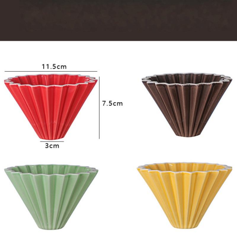 Ceramic Coffee Drip Cup with Wooden Cup Holder - Slow Brewing Accessory for 1-2 Cups in Box