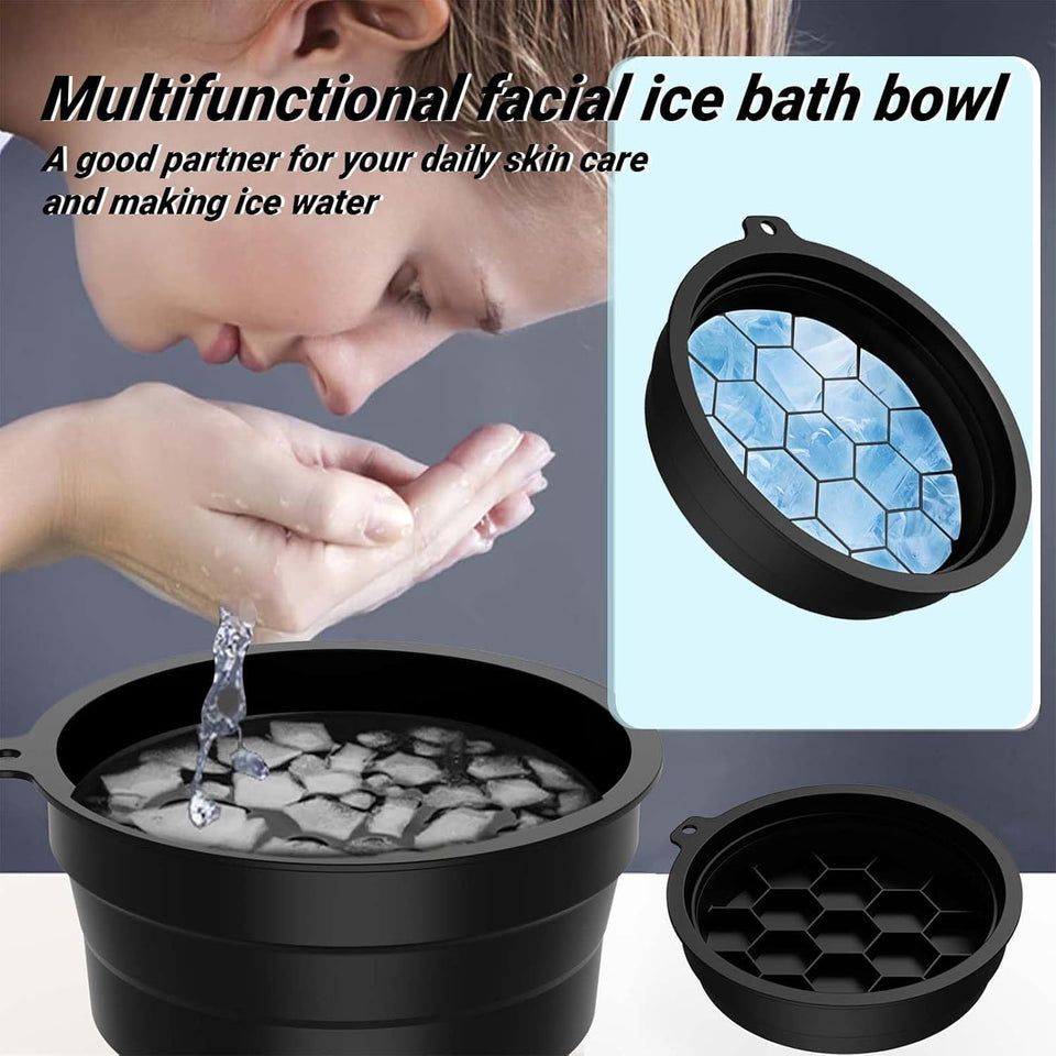 Hot Sale Reusable Silicone Ice Facial Bath Tub, Foldable Cold Water Therapy with Integrated Ice Facial Bath