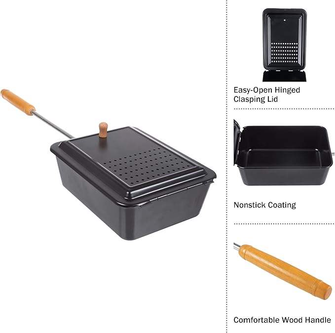 Creative Popcorn Cooker-Old Fashioned Popcorn Maker with Non-Stick Surface and Extended Handle-for Campfires, Bonfires