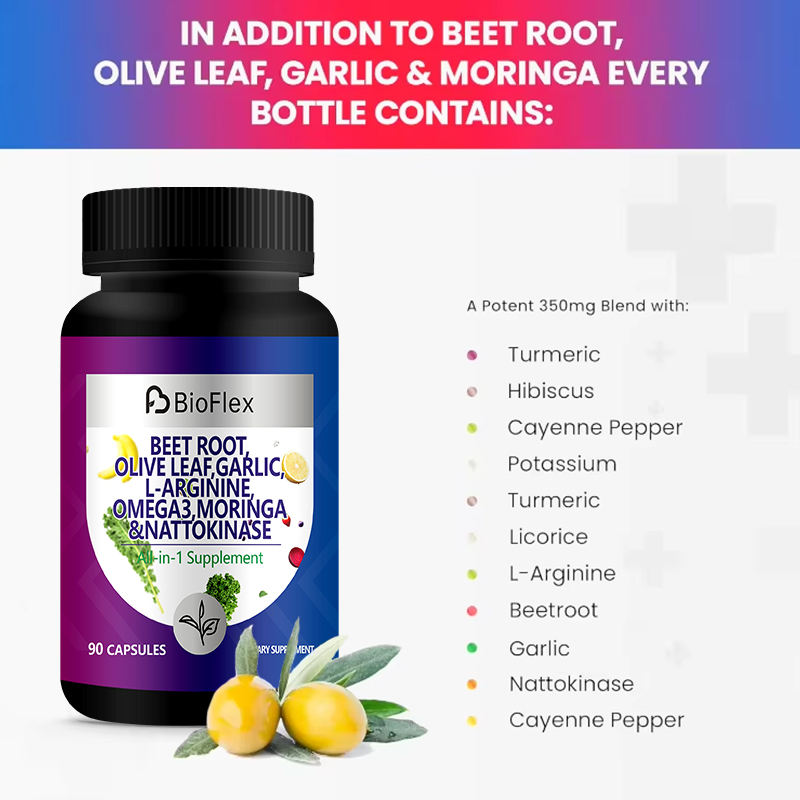 OEM Beet Root Olive Leaf Garlic Moringa Nattokinase Red Yeast Rice Turmeric Herbal Extract Capsule Supplement with Omega 3