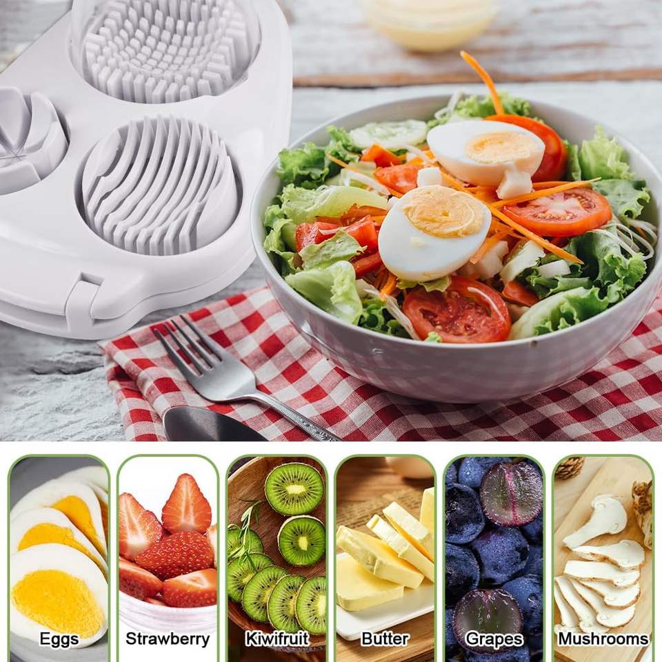 Premium 3-in-1 Stainless Steel and Plastic Egg Slicer with Modern Style