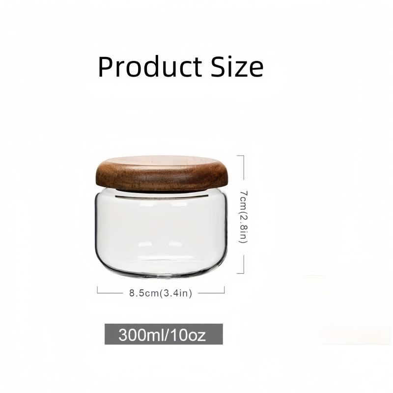 Glass Storage Jar with Wooden Lid, 300ml Coffee Beans Container