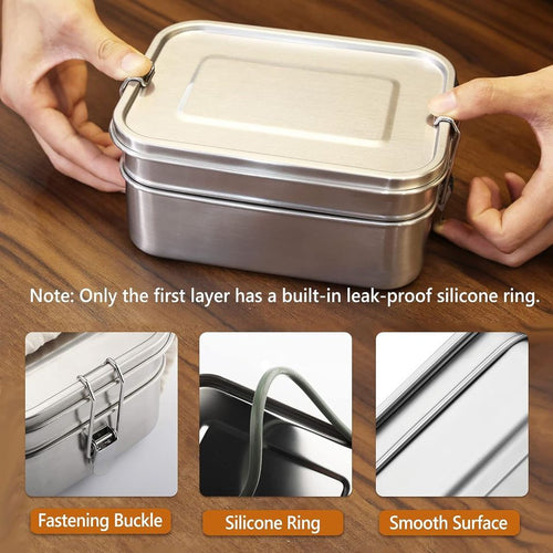 304 Stainless Steel Leak-proof Food Container with Removable Divider for Meal Prep