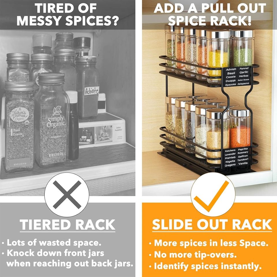 2-Tier Bestseller Classic Style Metal Spice Rack Organizer