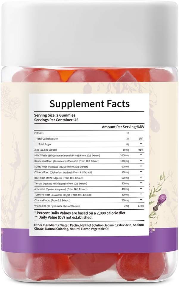 OEM Private Label Liver Cleanse Detox & Repair Gummies Liver Support Milk Thistle Gummies for Liver Detox & Antioxidant Support