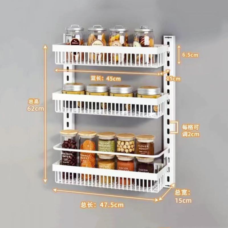 Kitchen Spice Rack Organizer Hanging Spice Storage Rack 3-tier Wall Mounted Kitchen Container Organizer