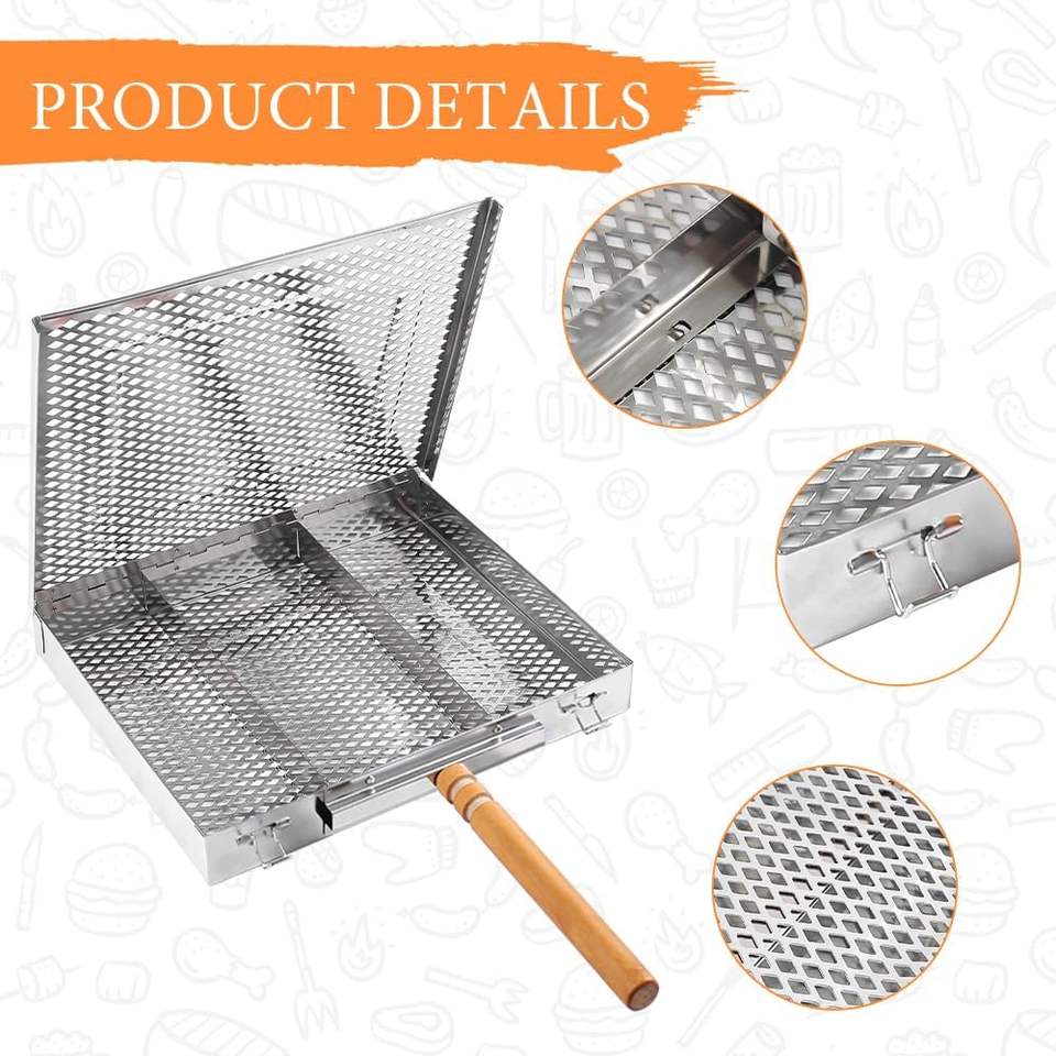 Durable Stainless Steel Outdoor Leisure Grill Plate with Grilled Fish Pan Tool