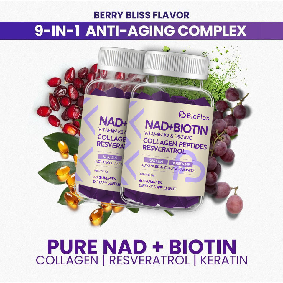 BioFlex NAD Biotin Collagen Resveratrol Gummy Supplements