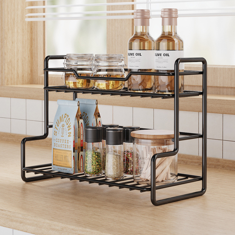 Modern Two-Tier Metal Storage Shelf for Bedroom, Kitchen, and Bathroom