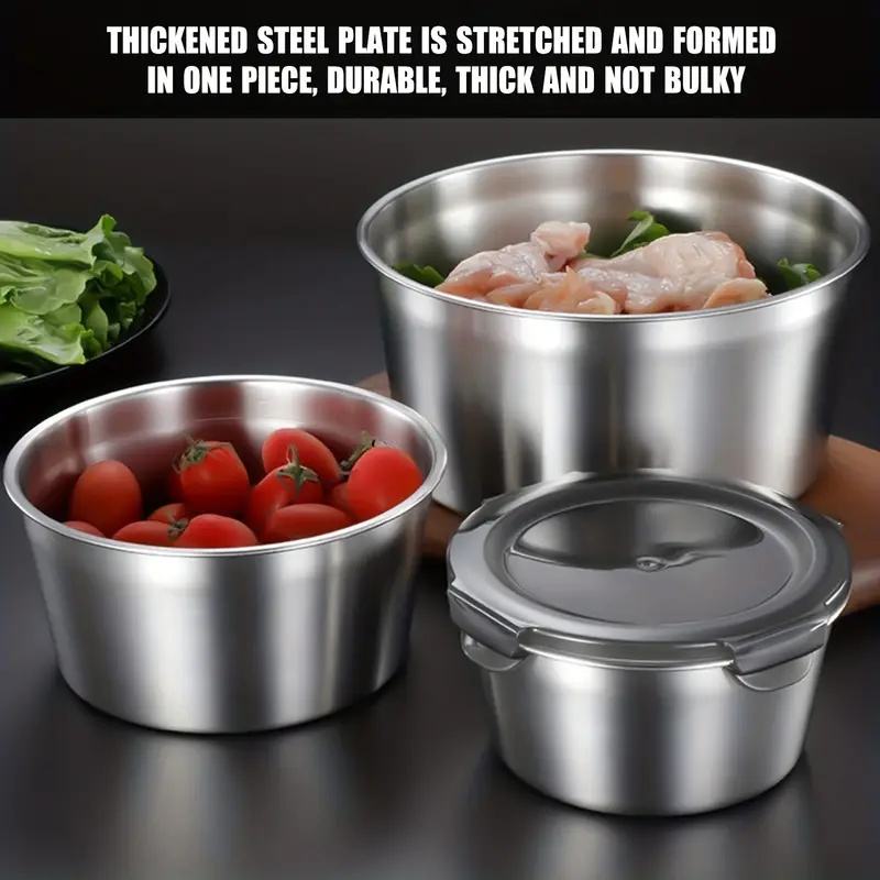 Sale 3/5 Piece Food Storage Container Set 304 Stainless Steel with Lid for Kitchen/Breakfast/Travel