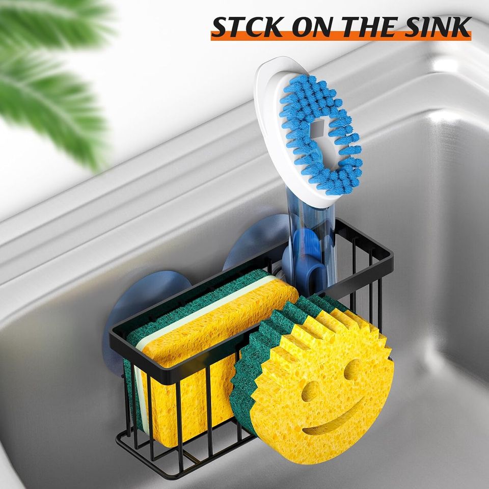 Smiley Face Sink Sponge Caddy for Bathroom and Kitchen Countertop Drain Sieve Drying Basket Rack Organizer for Soap Storage