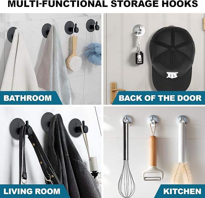 Self-Adhesive Towel Hook for Bathroom, Suitable for Shower Cabins - Adhesive Wall Hook for Bath