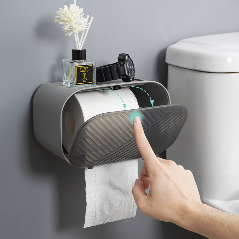 Modern Wall-Mounted Tissue Dispenser in Plastic with Creative Storage for Bathroom
