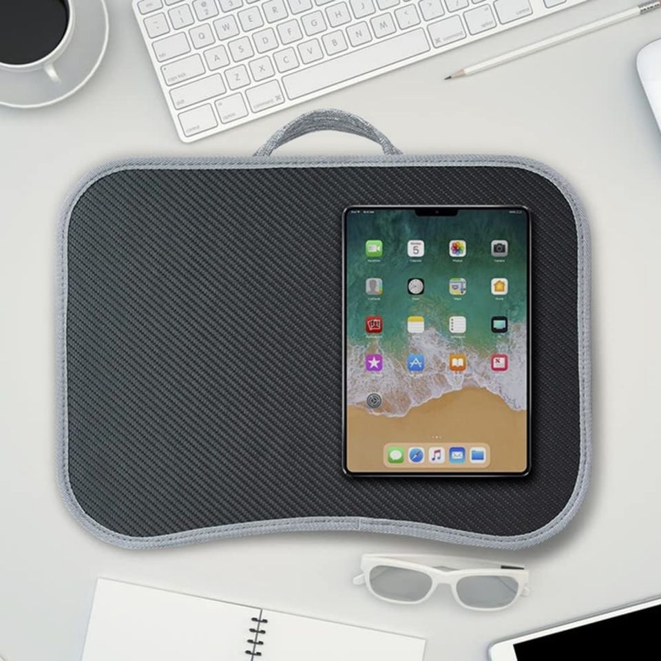 Carbon Fiber Lap Desk Portable Laptop Cushion with Storage Drawer