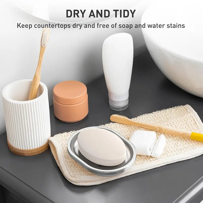 Stainless Steel Kitchen Soap Holder with Drainage Tray for Bath and Bathtub