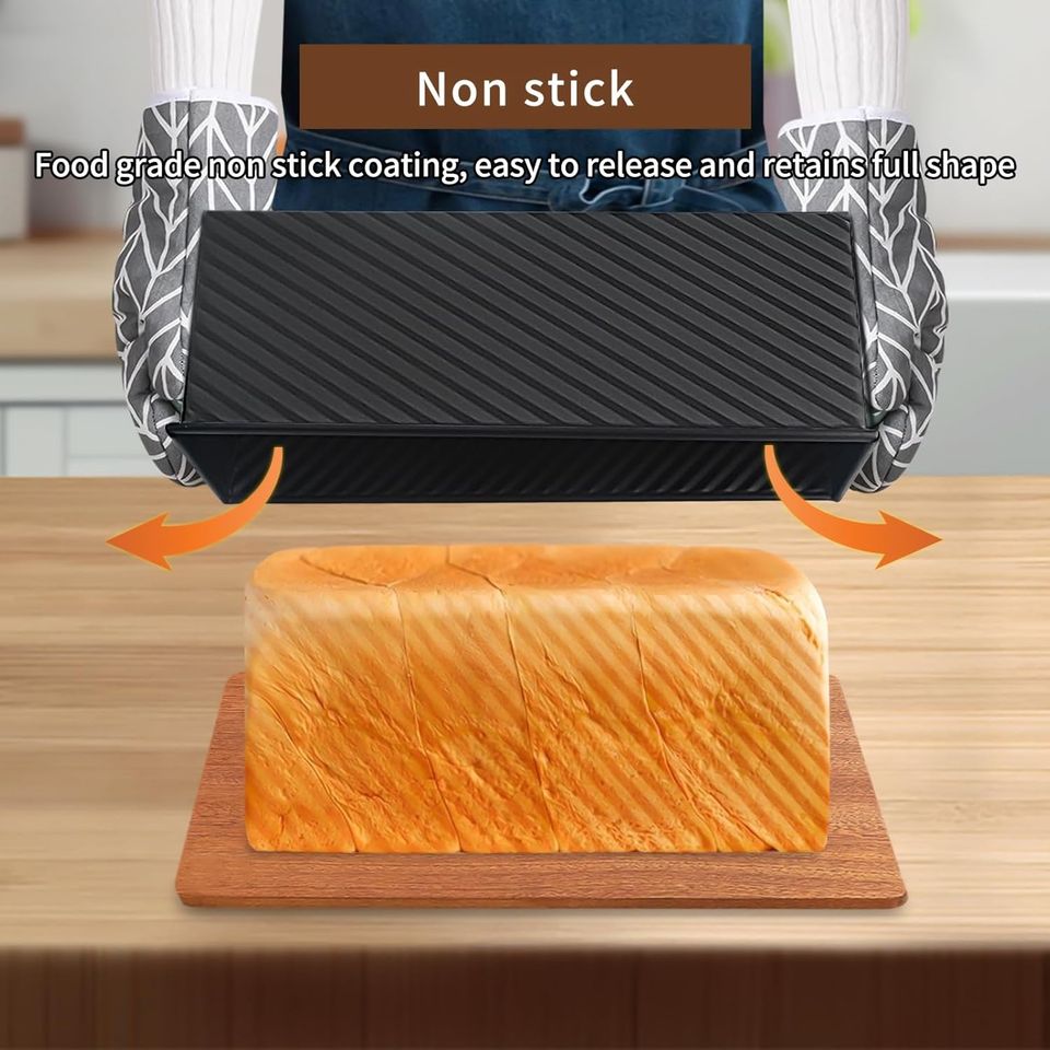 1lb Carbon Steel Loaf Pan with Non-Stick Coating and Lid