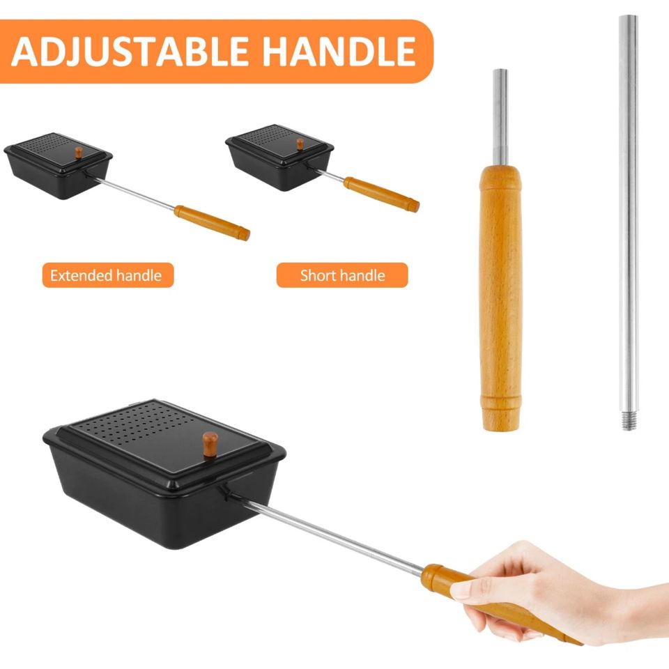 Old Fashioned Popcorn Maker with Nonstick Surface and Extended Handle for Campfire Cooking