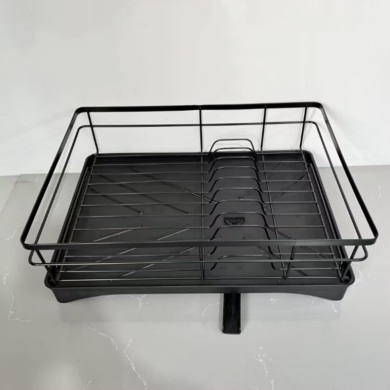 High-Quality Single-Layer Carbon Steel Dish Rack for Kitchen Storage with Drainage Drying