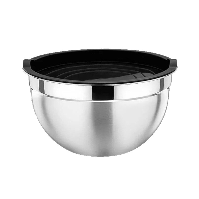 5-Piece Stainless Steel Mixing Bowl Set with Lids, Non-Slip Base, for Beating Eggs, Kneading Dough, Baking, Mixing, and Salad Preparation