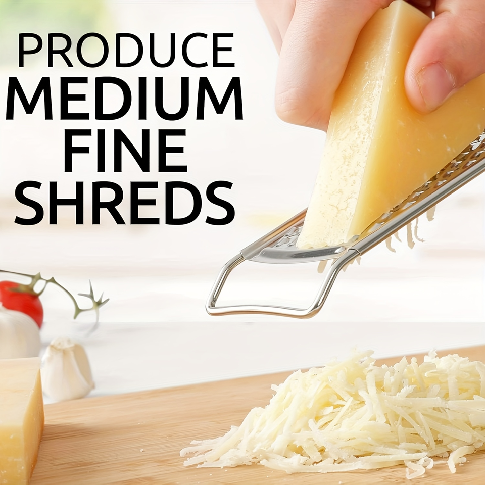 Professional Stainless Steel Kitchen Grater and Slicer with Lemon Zester, Handle, and Flat Grip – Multifunctional for Cheese and Chocolate