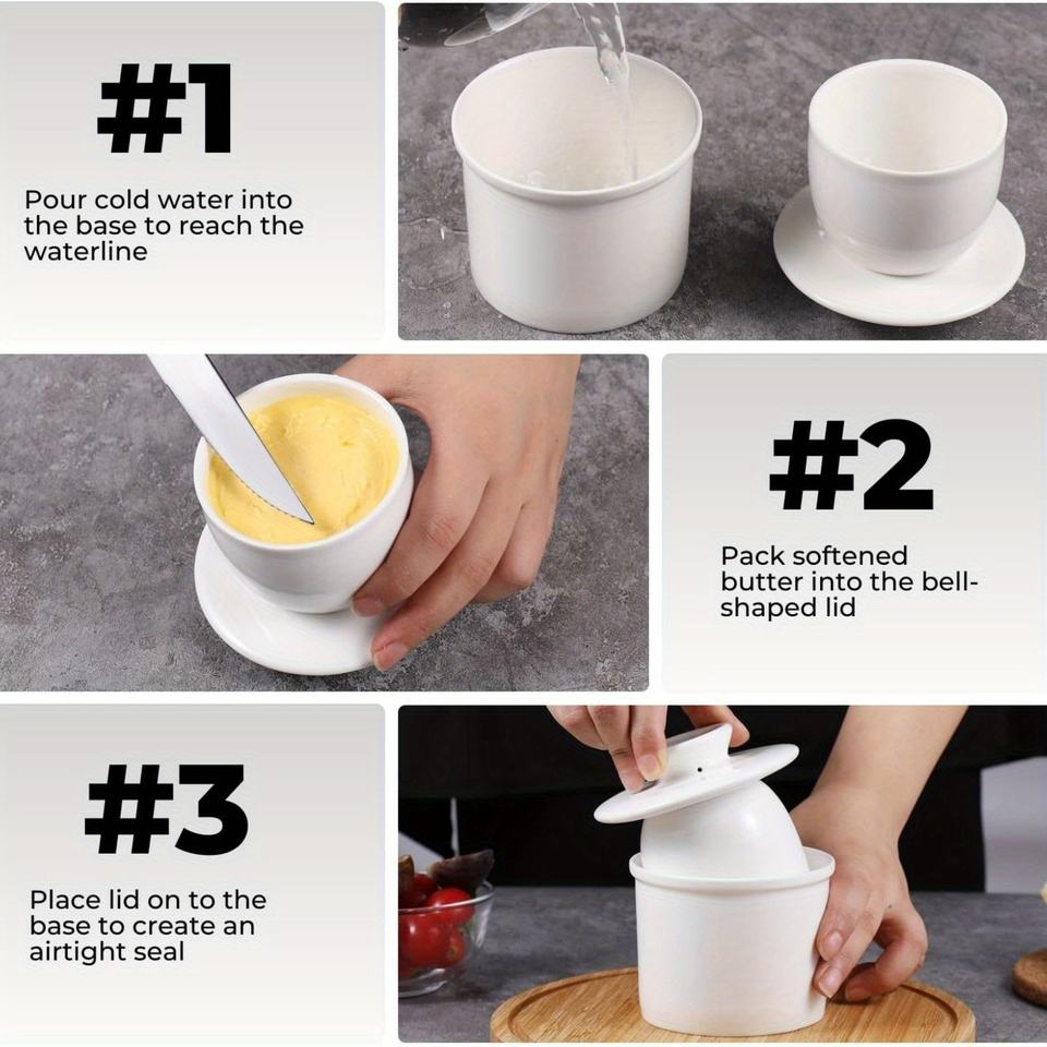 French Butter Glass with Lid, Ceramic Water Seal Cheese Seal Glass