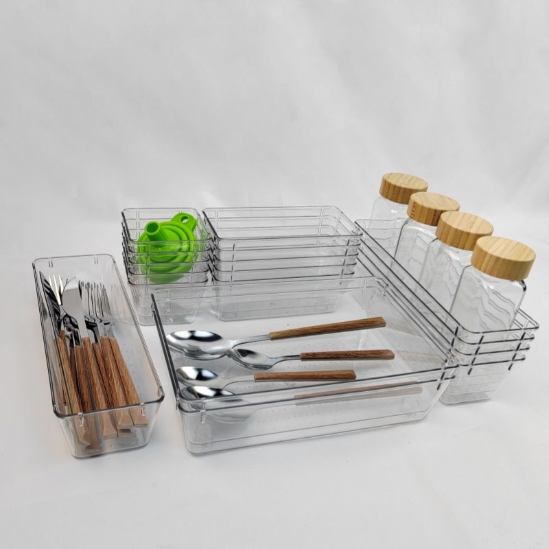 Plastic Drawer Organizer for Kitchen, Wardrobe, Bathroom, Office - Set of 10/17/27 Pieces