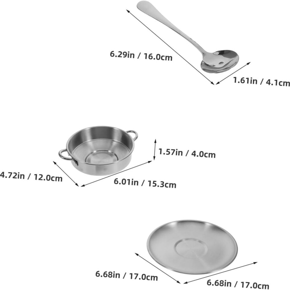Stainless Steel Dessert Bowls Set with Milk Becher and Saucer