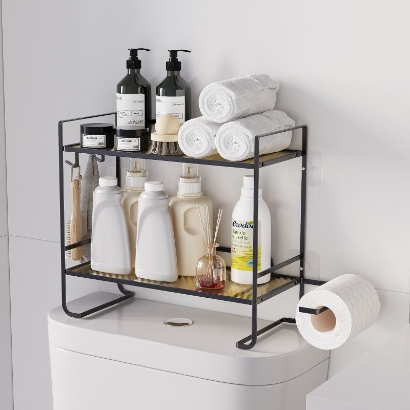 Double-Layer Metal Storage Shelf Bathroom Organizer
