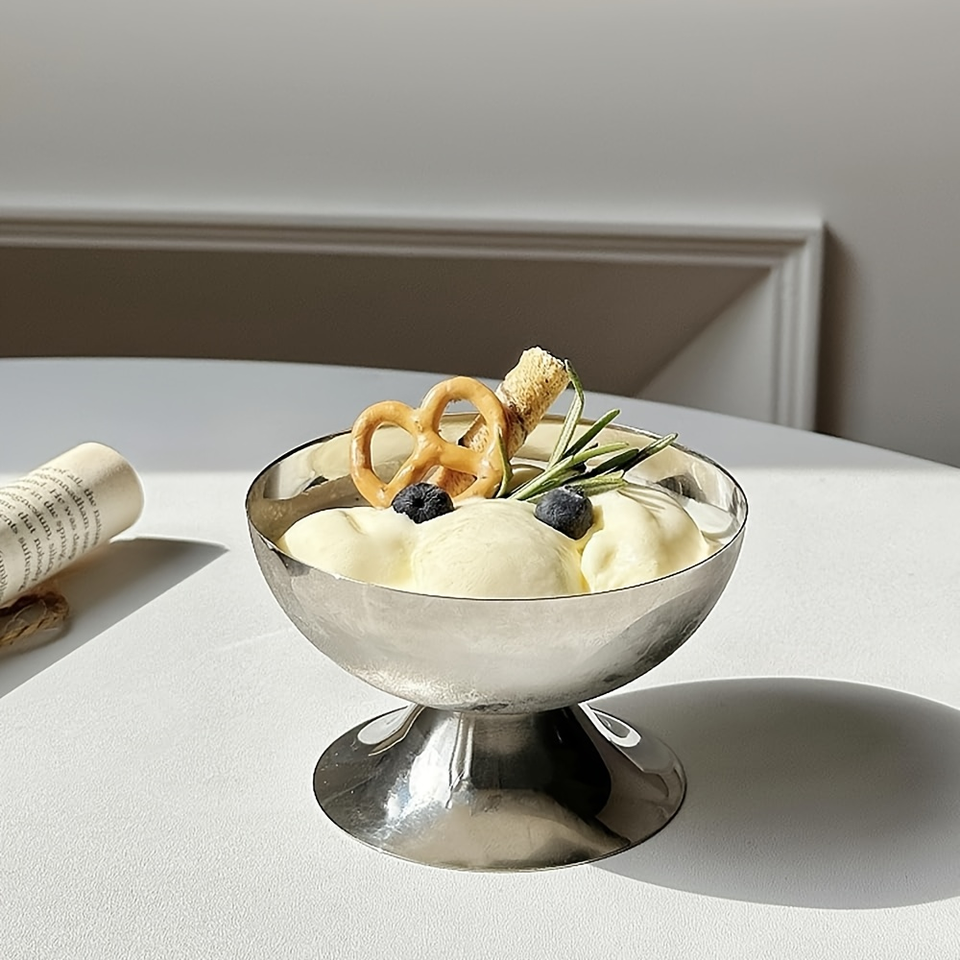 Multifunctional Stainless Steel Serving Bowls 7oz/200ml Modern Design Portable for Keeping Ice Cream and Desserts Fresh