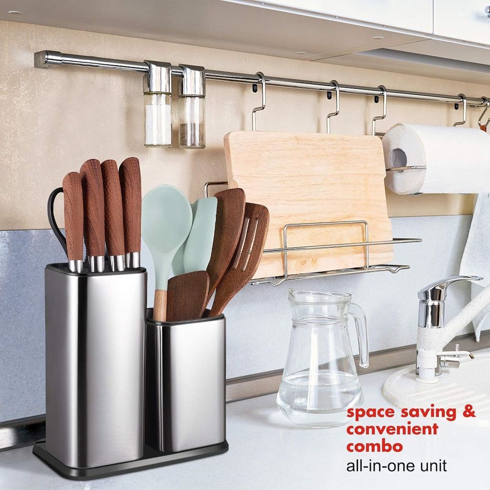Modern Stainless Steel Utensil Holder Kitchen Knife Block