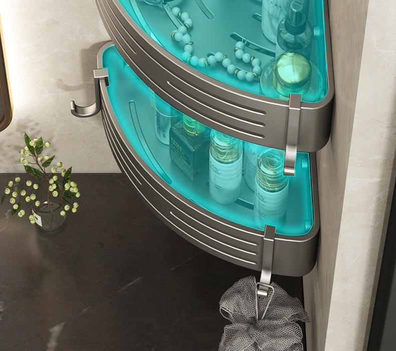 Hot Sale Multi Aluminum Wand Holder Rack Storage Shower Caddy Bathroom Corner Shelf