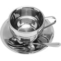 Modern Stainless Steel Espresso Cup Set with Durable Cup and Spoon