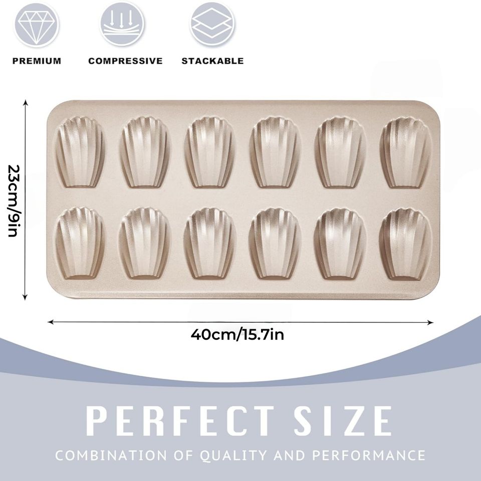 Heat-Resistant 12-Hole Non-Stick Madeleine Baking Pans Wholesale Baking Supplies and Cake Molds