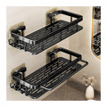 Black Bathroom Shelf Organizer Rack with Self-Adhesive Wall Mount for Bathroom Accessories