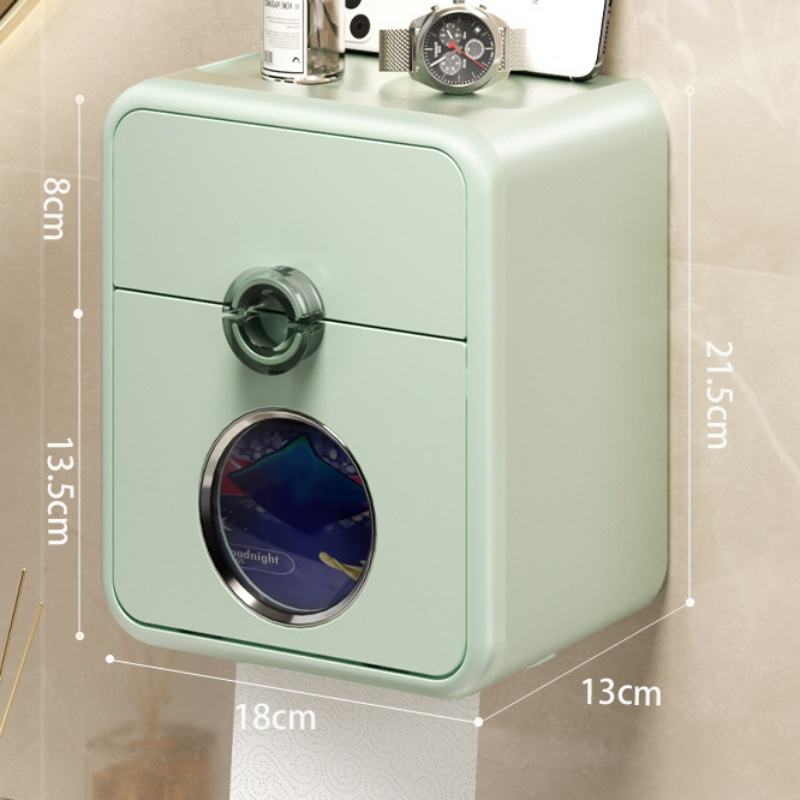 Modern Bathroom Tissue Box Holder with Wall Mount Storage Shelf